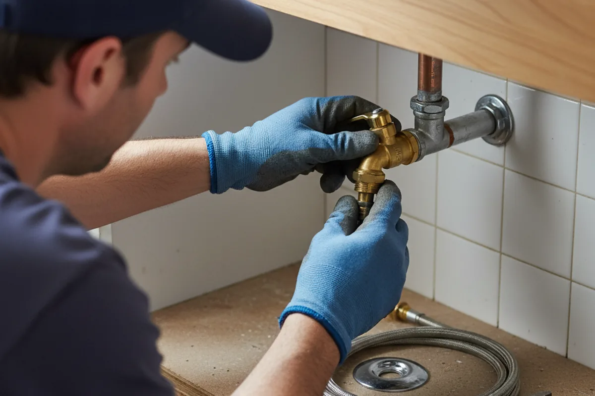 Shutoff valve and fitting work during Burst Pipe Repair in Waverly